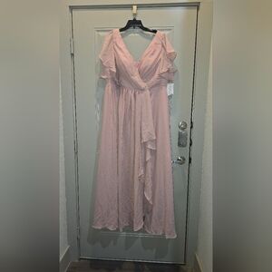 Elegant Light Pink Ruffle Sleeve Dress Size 18w